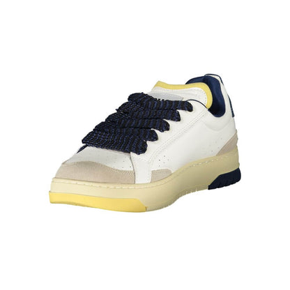 Blauer White Leather Men Sneaker with blue details and removable insole