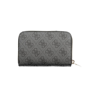 Guess Jeans Black Polyethylene Women Wallet with logo and dual compartments, perfect for modern fashionistas seeking style and functionality.