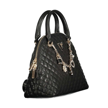 Guess Jeans Black Polyethylene Women Handbag with quilted design and decorative chain