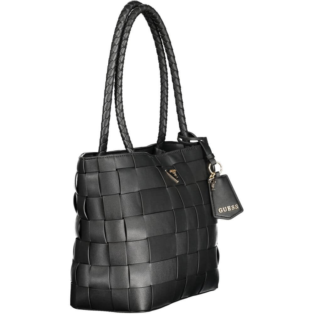 Guess Jeans Black Polyethylene Women Handbag with spacious compartments and elegant design.