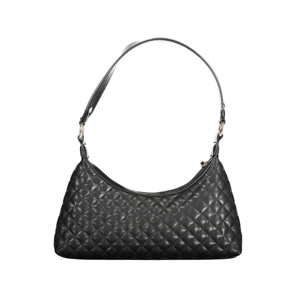 Guess Jeans Black Polyethylene Women Handbag with quilted design and shoulder strap, showcasing fashionable and durable craftsmanship.