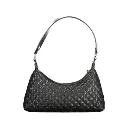 Guess Jeans Black Polyethylene Women Handbag with quilted design and shoulder strap, showcasing fashionable and durable craftsmanship.