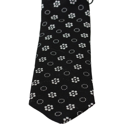 Dolce & Gabbana Black 100% Silk Floral Print Print Classic Tie Necktie