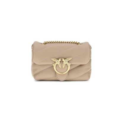 PINKO Beige Calf Leather Bos Taurus Shoulder Bag