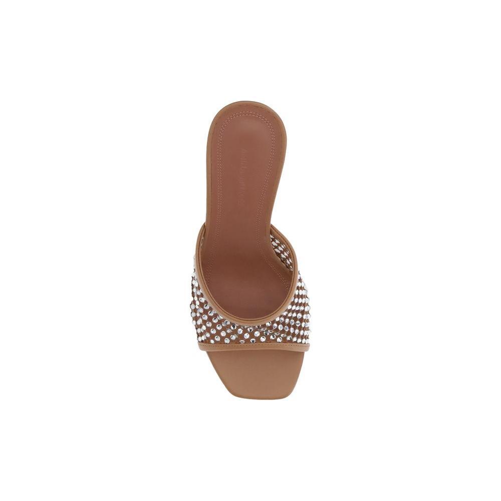 Amina Muaddi Beige Goatskin Stiletto Heel Sandals