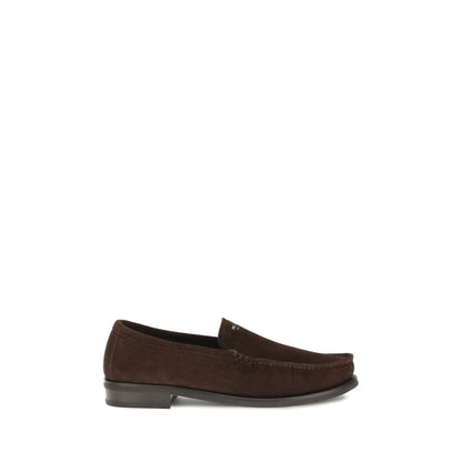 Prada Brown Calf Leather Bos Taurus Slip-On Loafers
