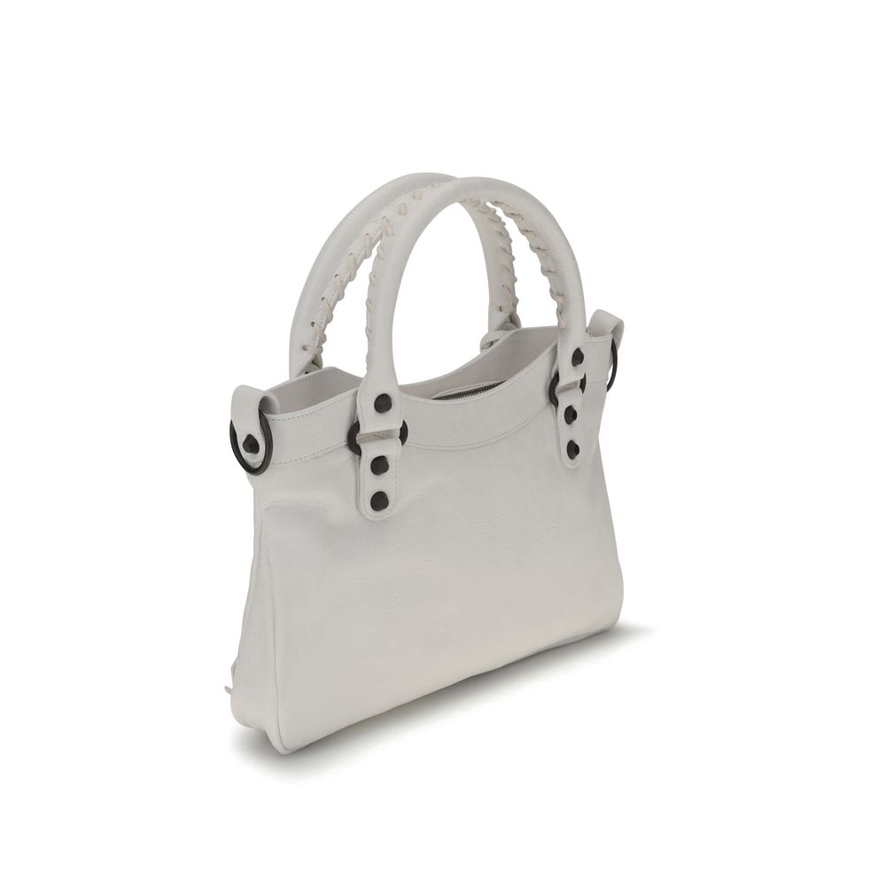 Balenciaga White Calf Leather Bos Taurus Handbag