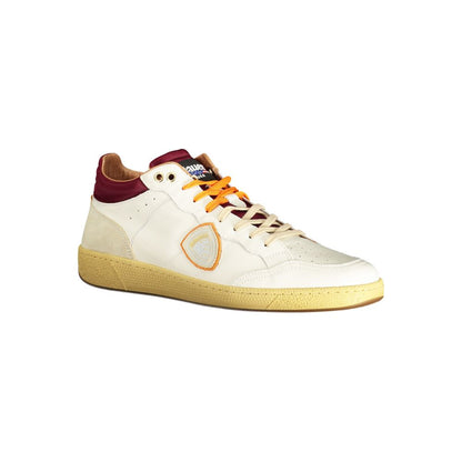 Blauer White Polyester Sneaker with contrasting details and removable footbed, featuring logo application.