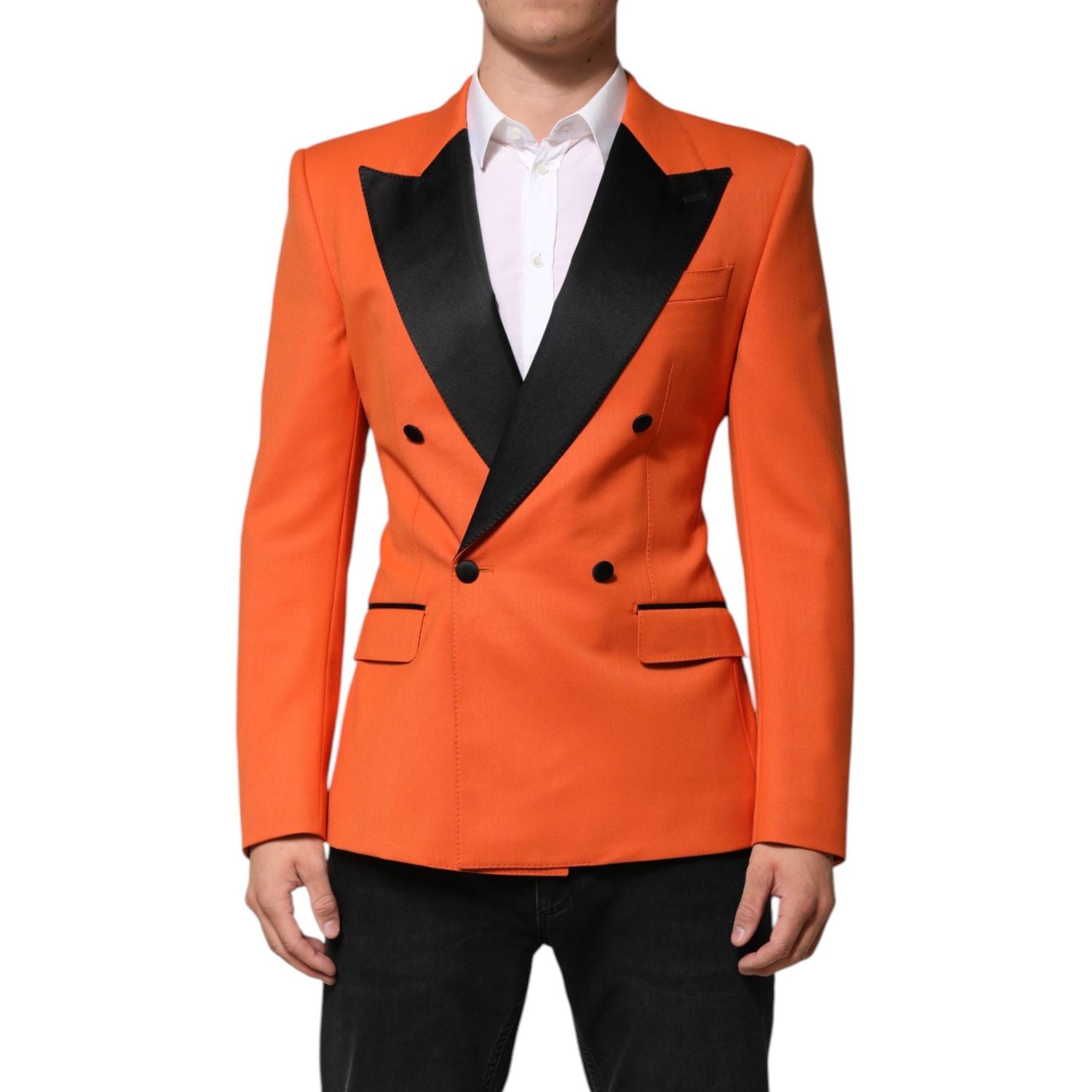 Dolce & Gabbana Orange SICILIA Double Breasted Coat Blazer