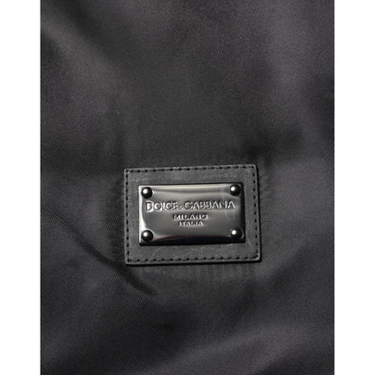Dolce & Gabbana Black Polyester Logo Plaque Bomber Jacket