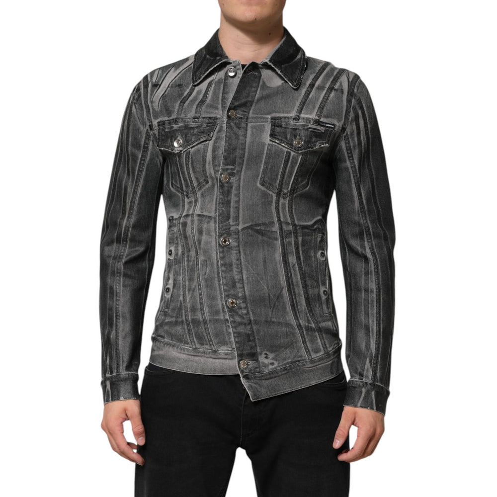 Dolce & Gabbana Gray Washed Cotton Stretch Denim Jacket