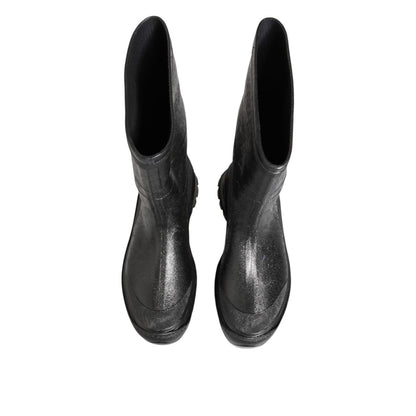 Dolce & Gabbana Metallic Gray Pull On Rain Boots Shoes