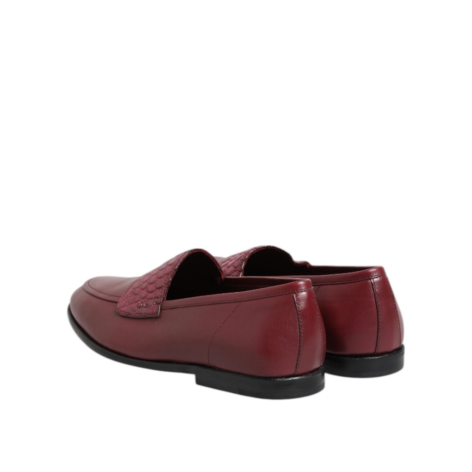 Dolce & Gabbana Burgundy Leather Formal Slip On Shoes