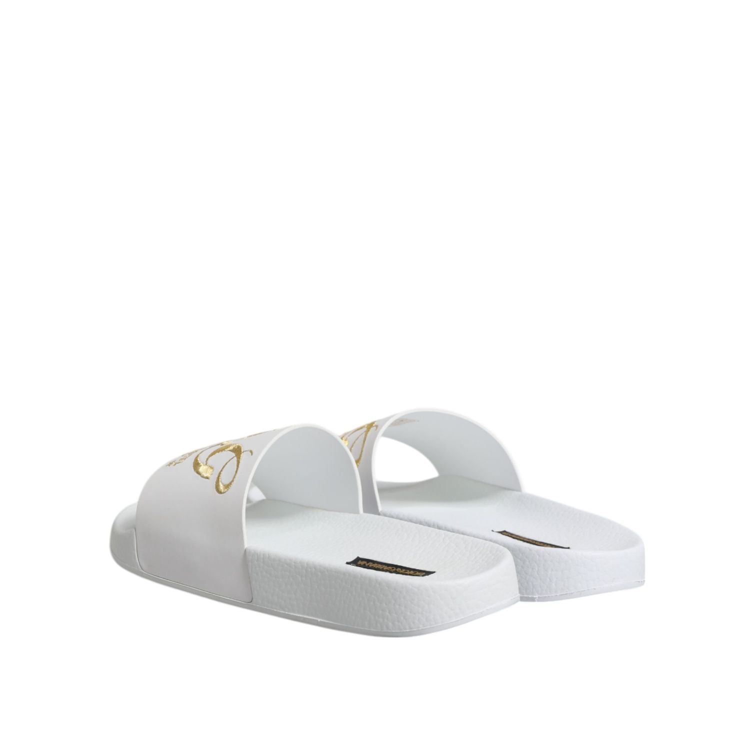 Dolce & Gabbana White Leather Slides Sandals Beachwear Shoes