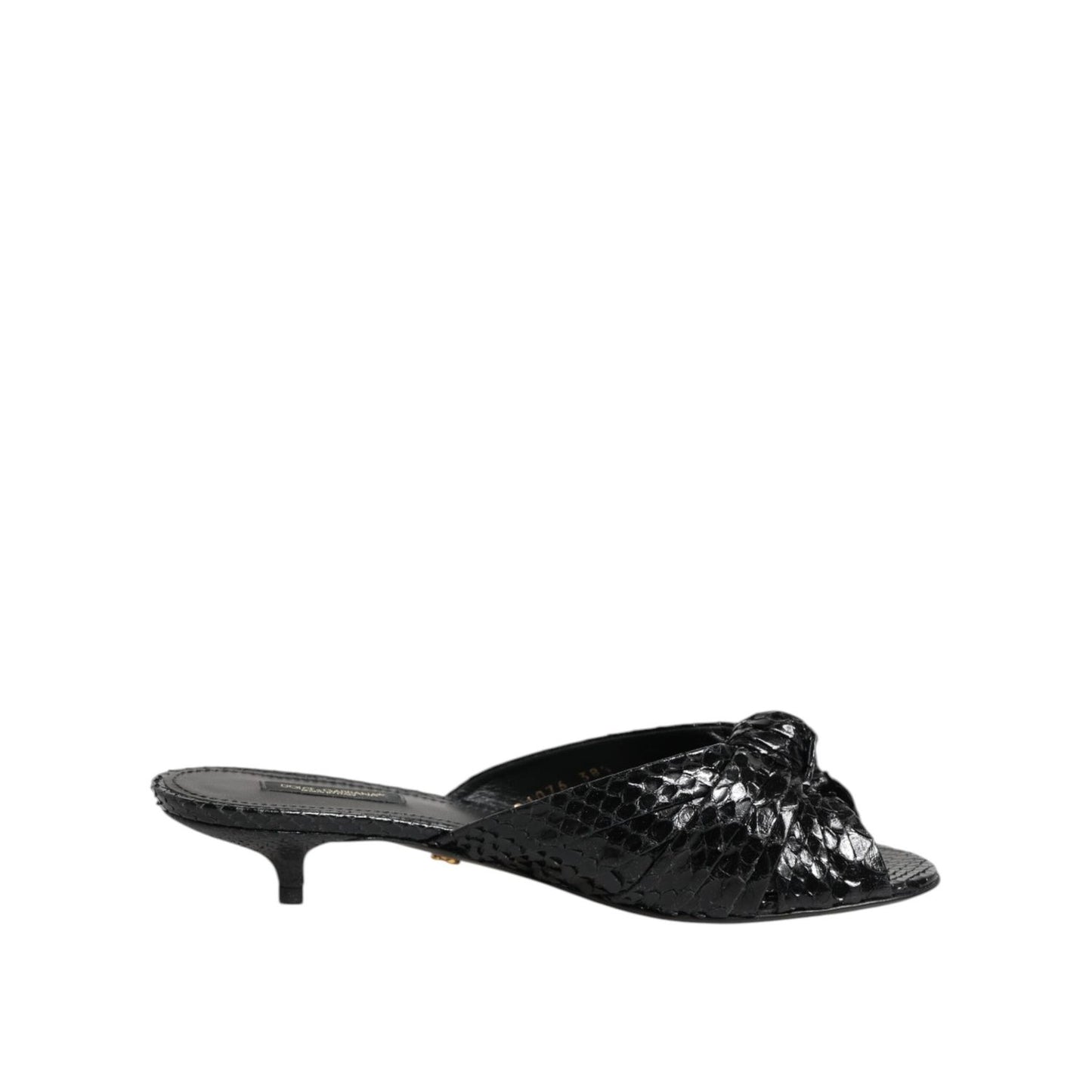Dolce & Gabbana Black Leather Heels Slides Sandals Shoes