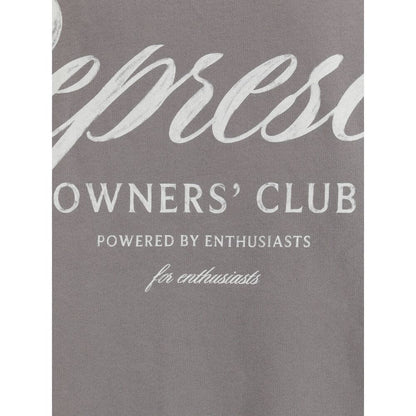Print detail on Represent Gray Cotton Sweatshirt featuring bold text design reflecting modern urban style.