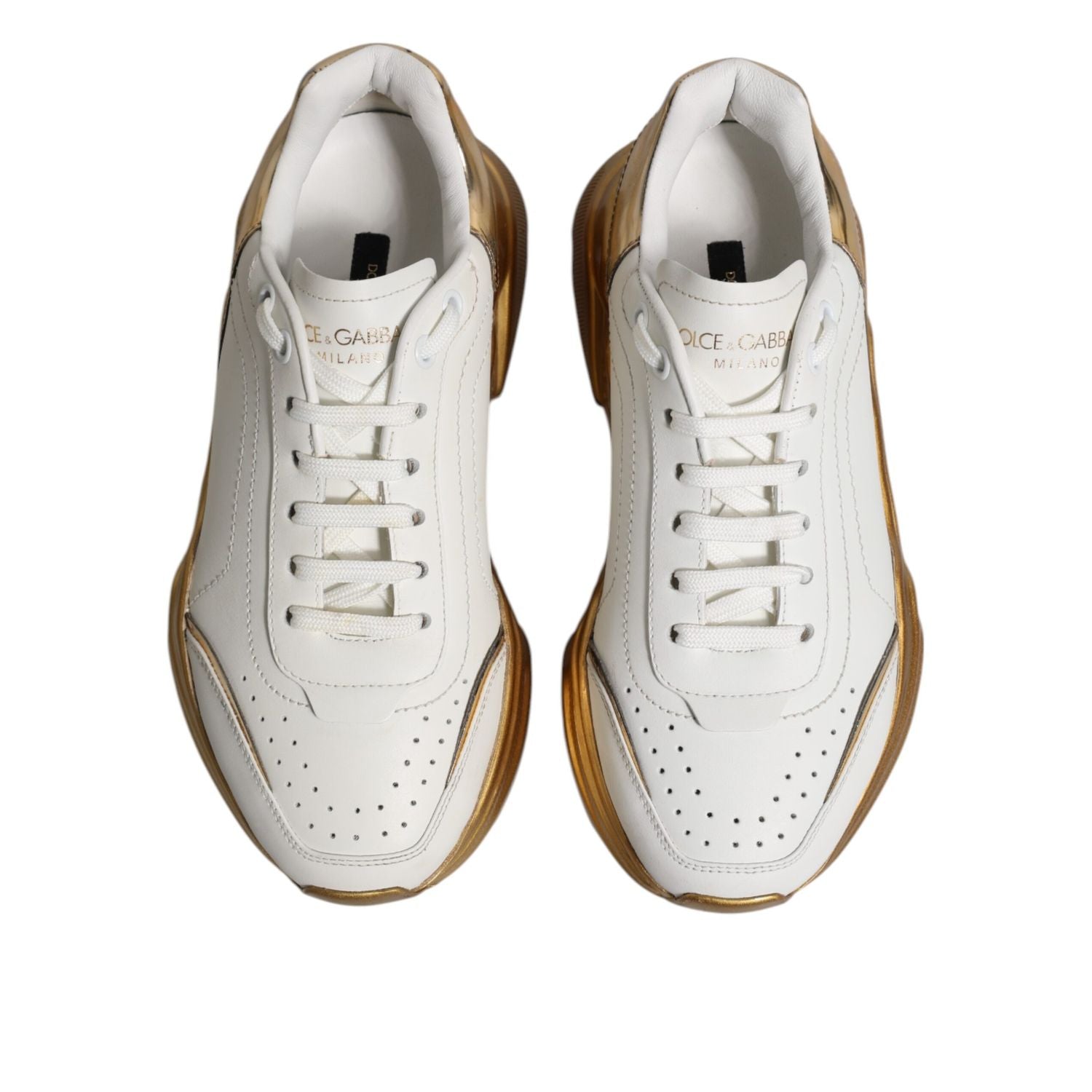 Dolce & Gabbana White Gold Daymaster Low Top Sneakers Shoes