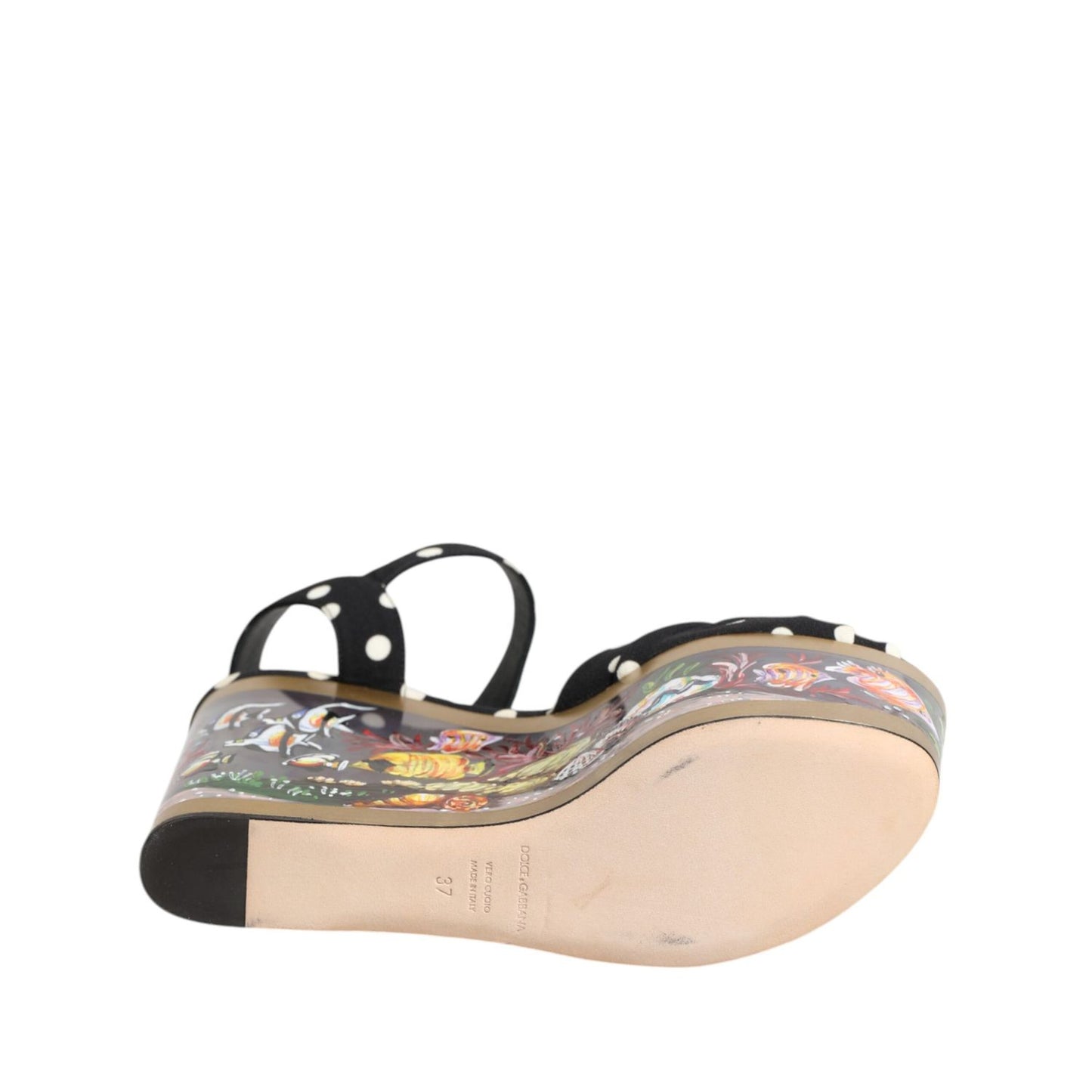 Dolce & Gabbana Multicolor Fish Polka Dot Wedge Sandals Shoes