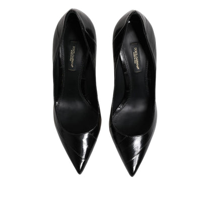 Dolce & Gabbana Black Leather Stiletto High Heels Pumps Shoes