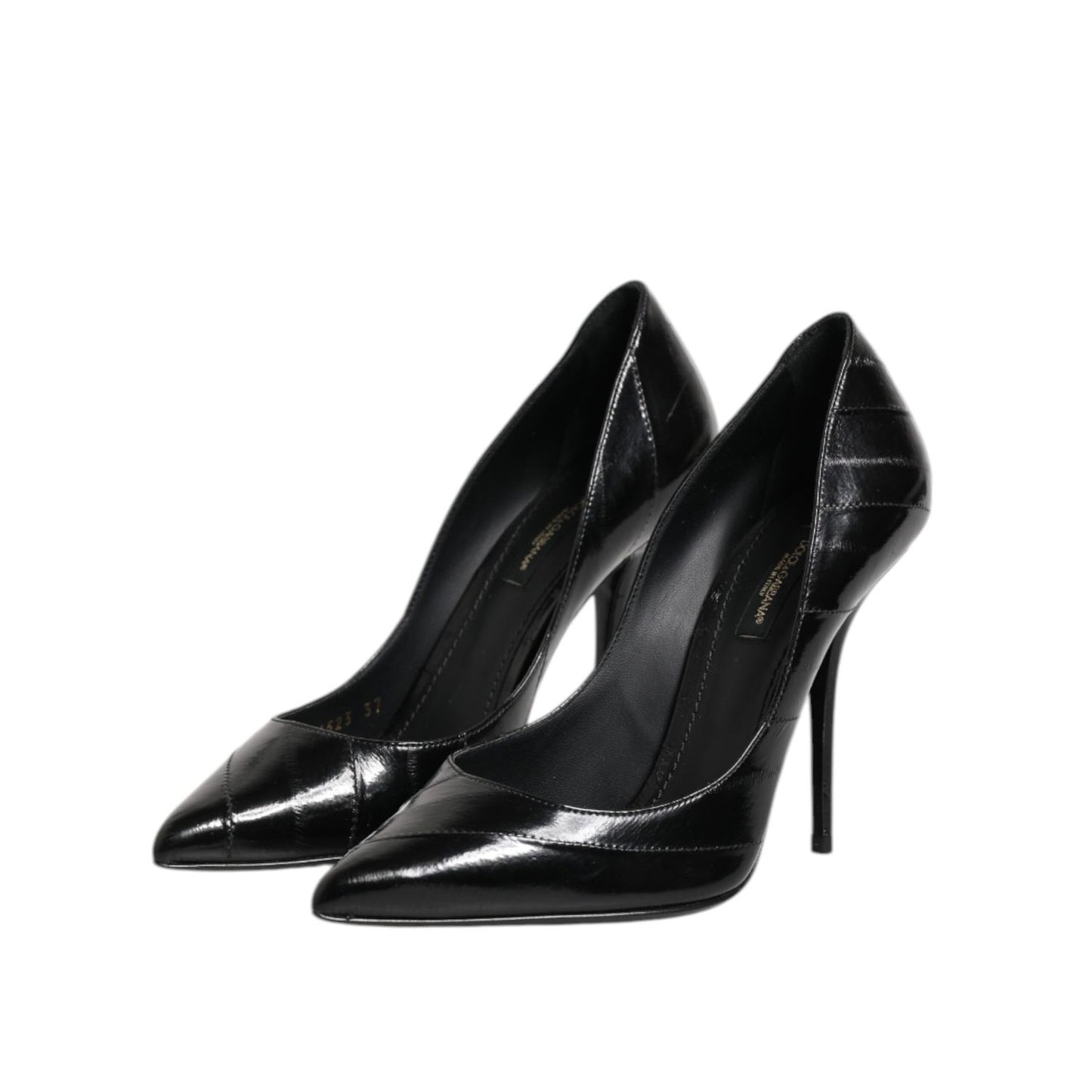 Dolce & Gabbana Black Leather Stiletto High Heels Pumps Shoes