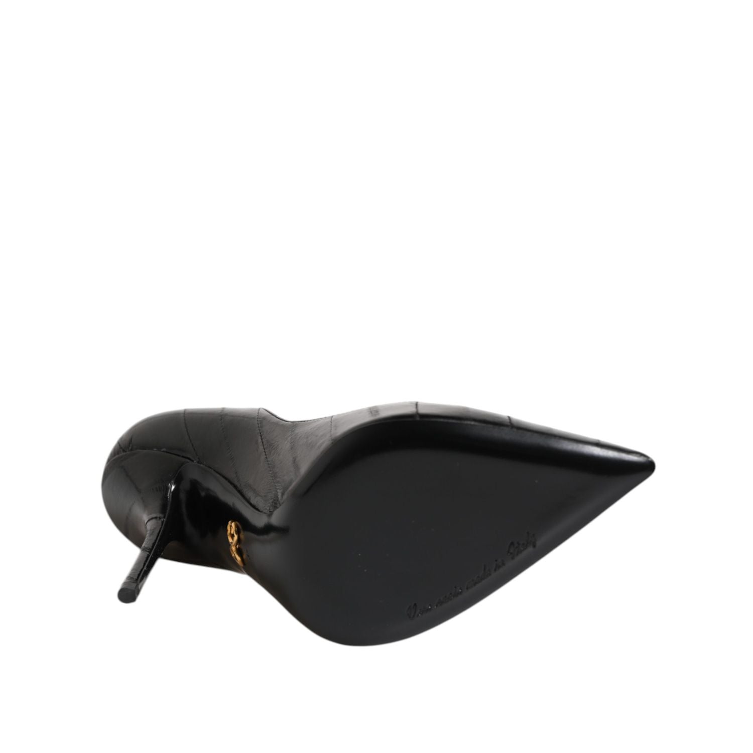 Dolce & Gabbana Black Leather Stiletto High Heels Pumps Shoes