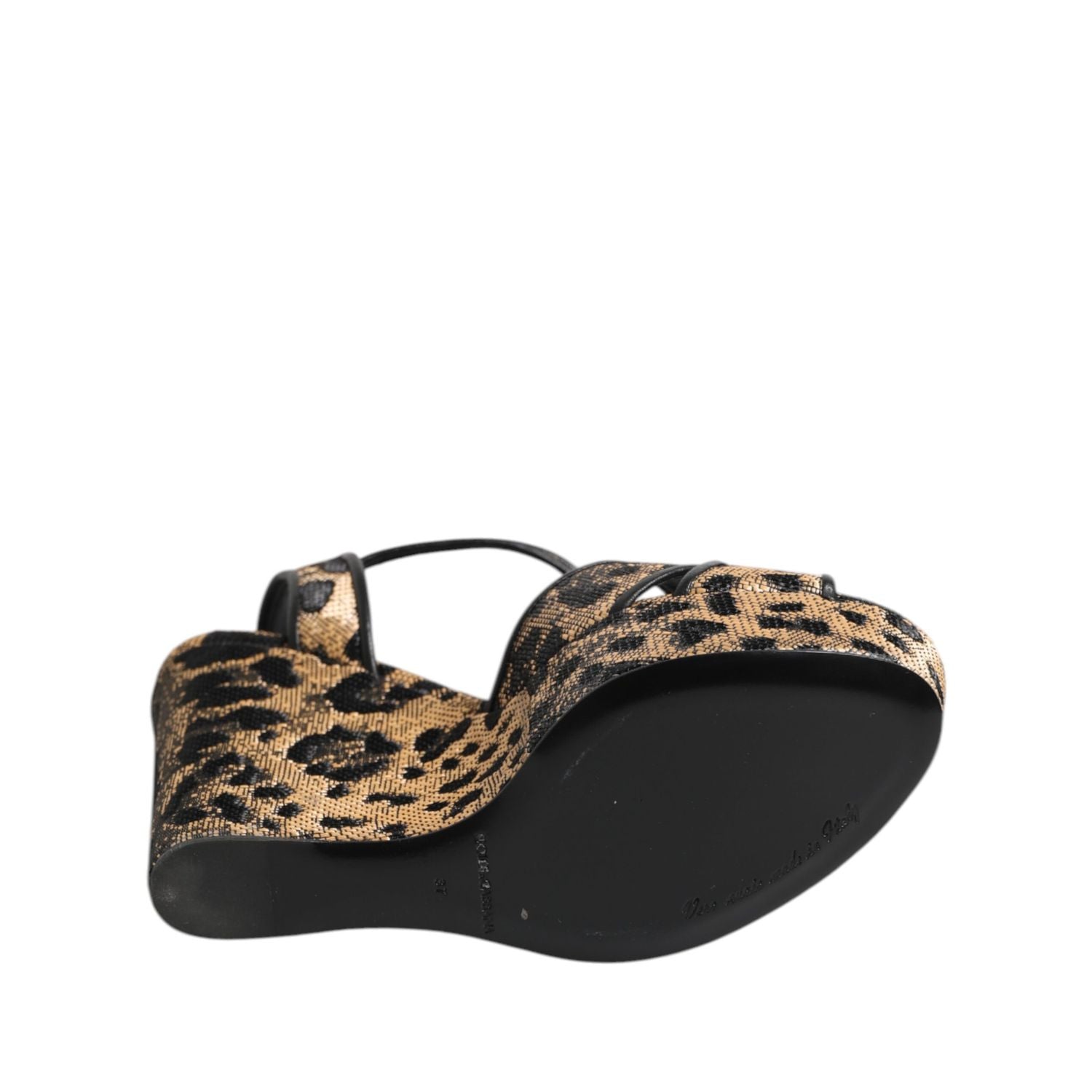 Dolce & Gabbana Brown Leopard Wedges Ankle Strap Sandals Shoes