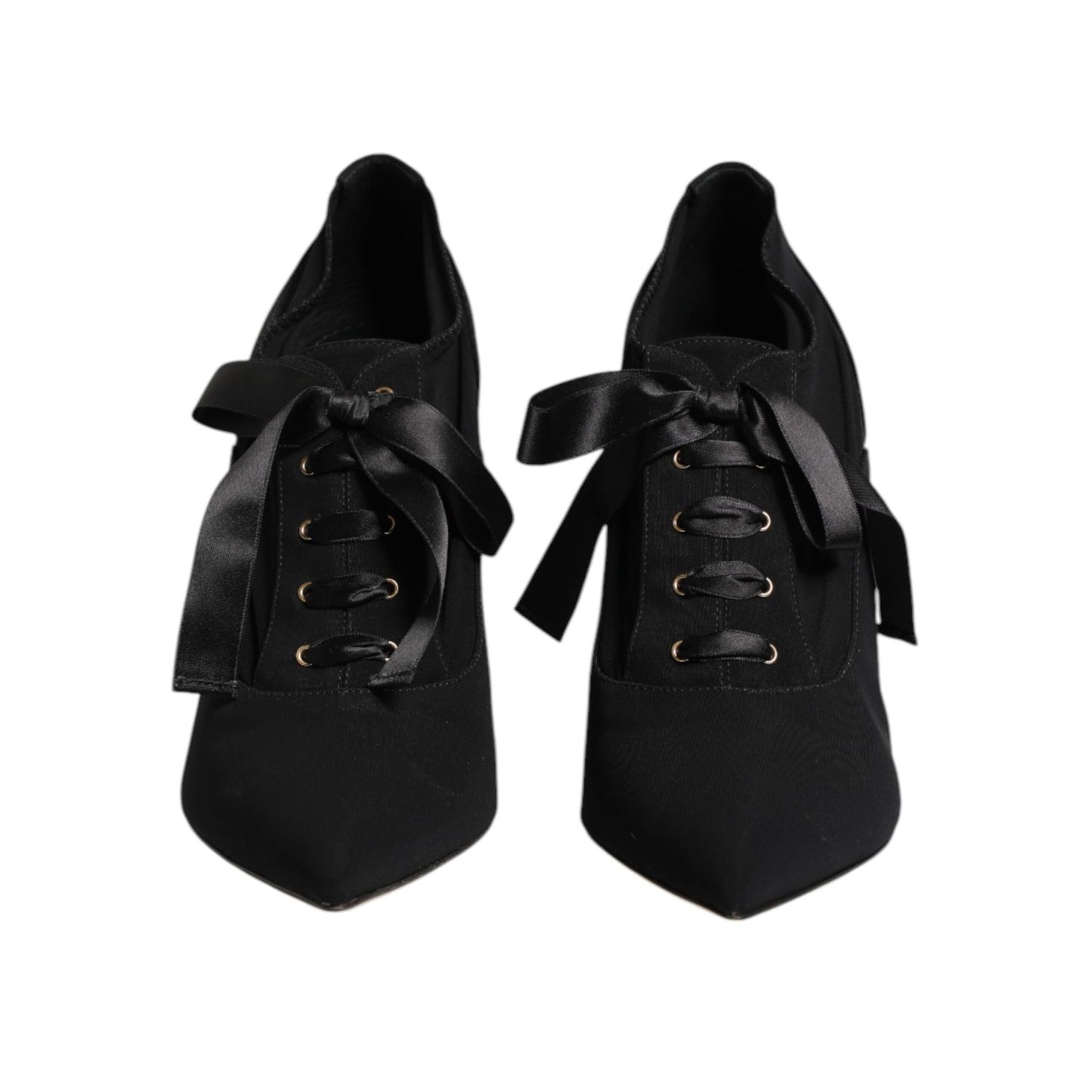 Dolce & Gabbana Black Lace Up Stiletto Heels Pumps Shoes