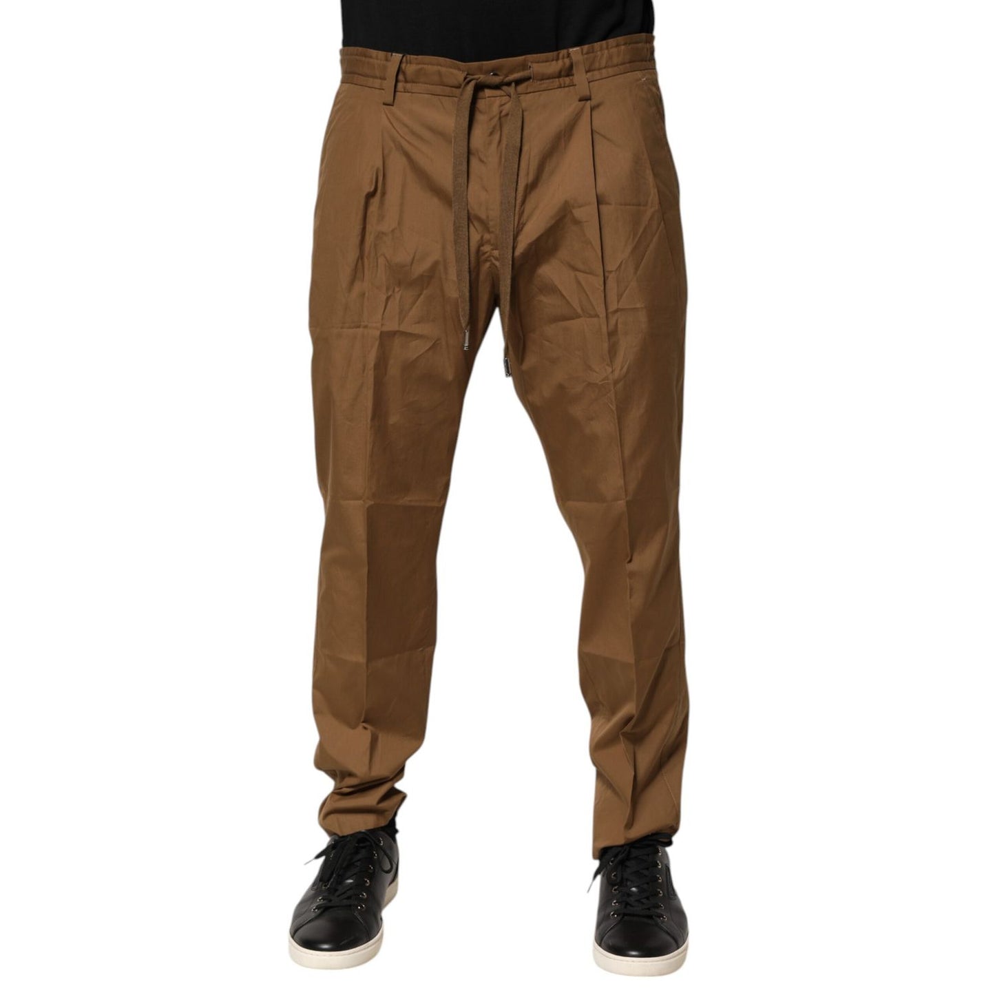 Dolce & Gabbana Brown Cotton Chino Mid Waist Men Jogger Pants