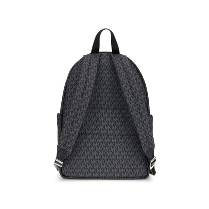 Michael Kors Black Polyester Backpack with logo print and multiple pockets, ideal for stylish and functional organization, AW25 season.