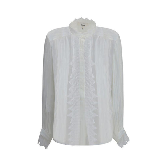 Chloé Ruffled silk muslin and lace Blouse CH-CH25AHT38917107-IT36 | XS