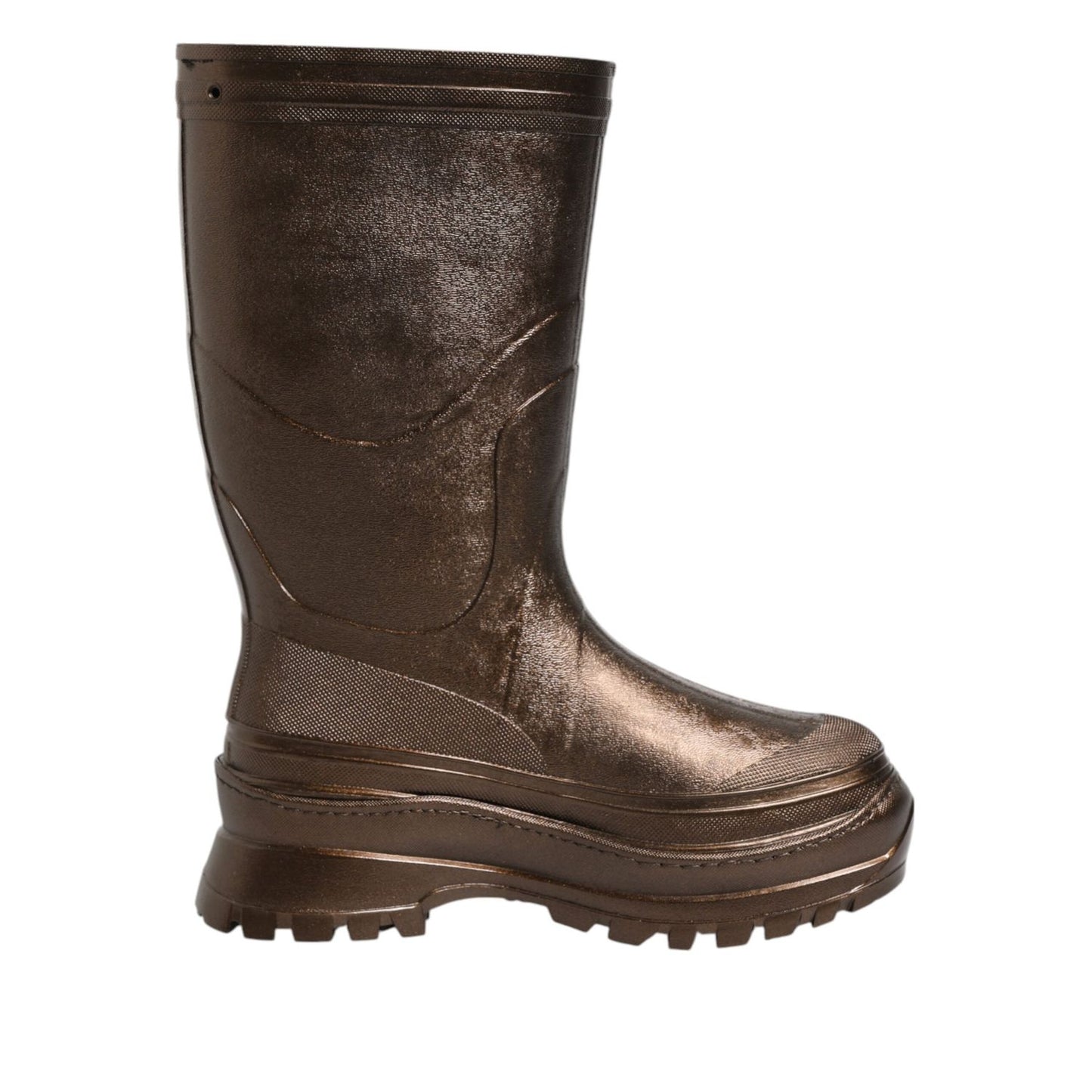 Dolce & Gabbana Metallic Bronze Pull On Rain Boots Shoes