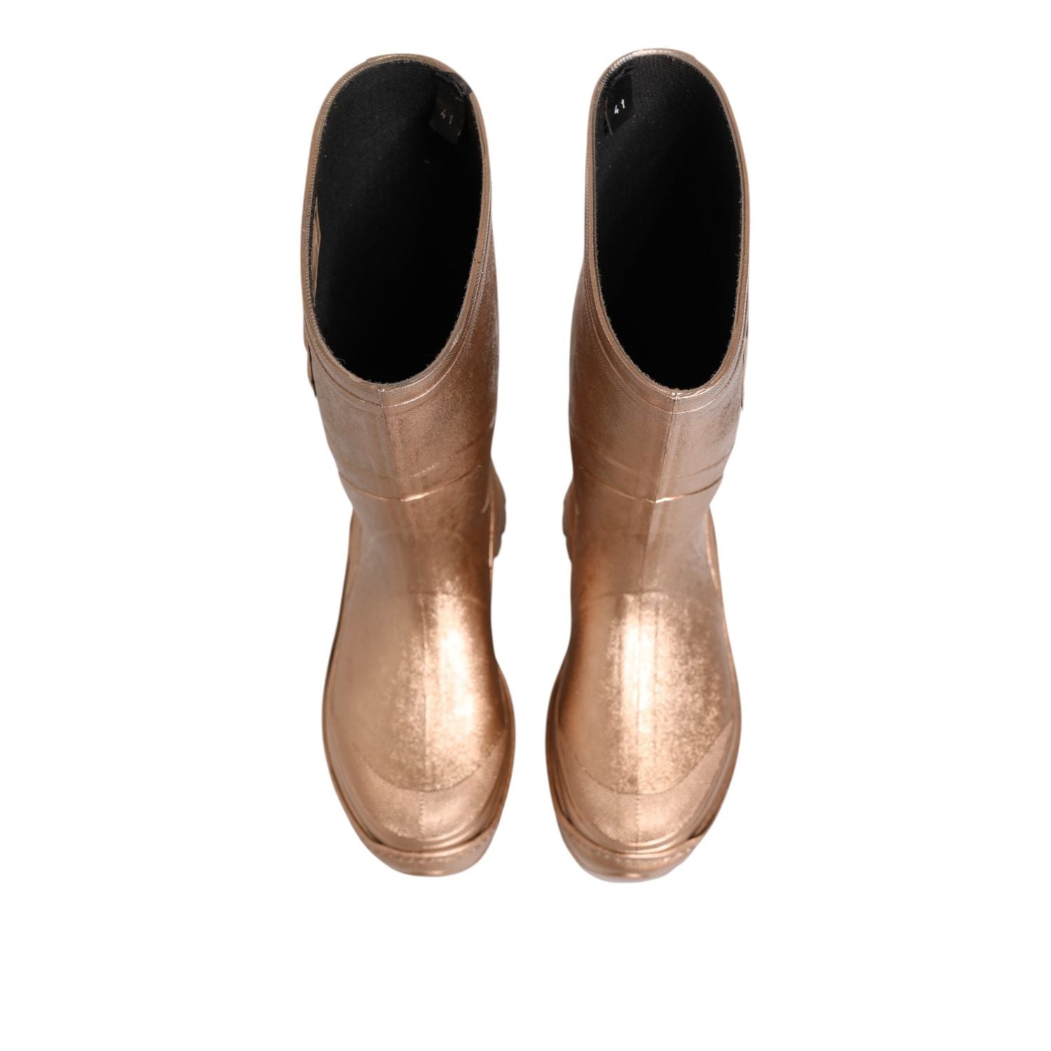 Dolce & Gabbana Rose Gold Rubber Pull On Rain Boots  Shoes