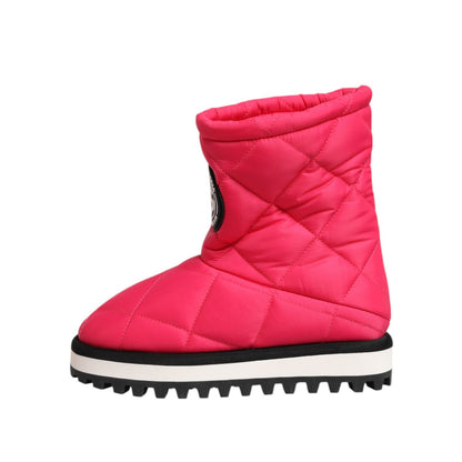 Dolce & Gabbana Pink White Viscose Padded Mid Calf Boots Shoes