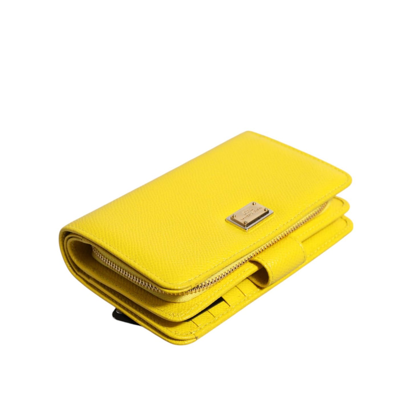 Dolce & Gabbana Yellow Leather Bifold Continental Clutch Wallet
