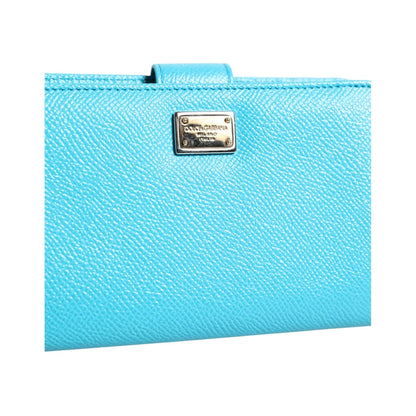 Dolce & Gabbana Light Blue Leather Bifold Continental Clutch Wallet