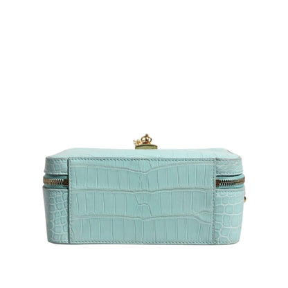Dolce & Gabbana Mint Green Embossed Leather Padlock Shoulder Bag in crocodile leather with gold detailing