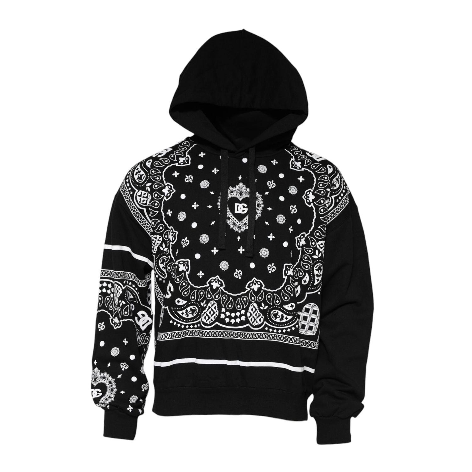 Dolce & Gabbana Black Bandana Hooded Men Sweatshirt Sweater