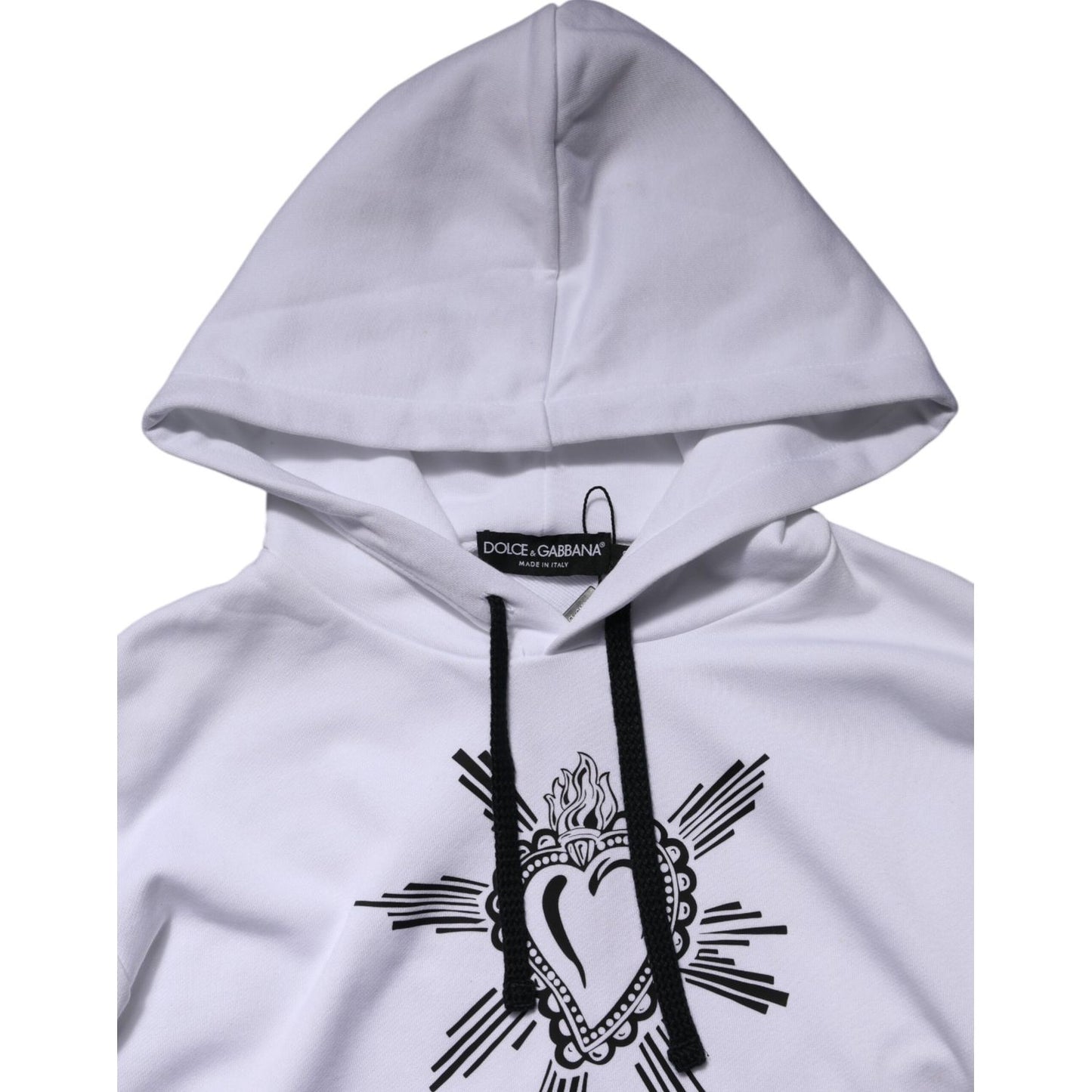 Dolce & Gabbana White Sacred Heart Hooded Sweatshirt Sweater