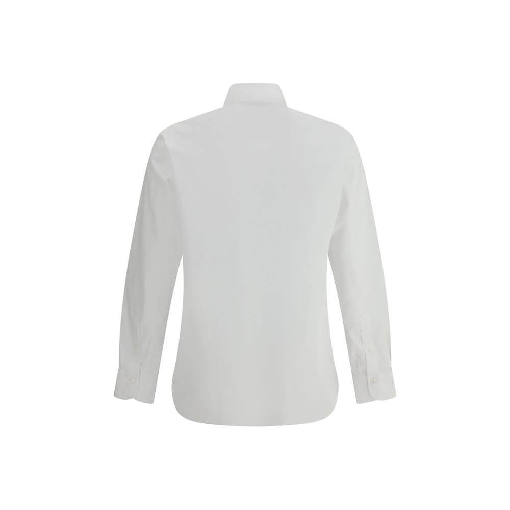 Back view of Finamore White Cotton Dress Shirt with classic collar and adjustable cuffs for elegant formal and casual wear.