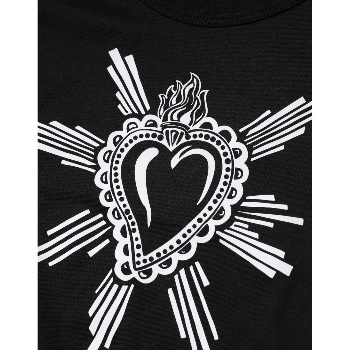 Dolce & Gabbana Black Sacred Heart Cotton Crew Neck T-shirt