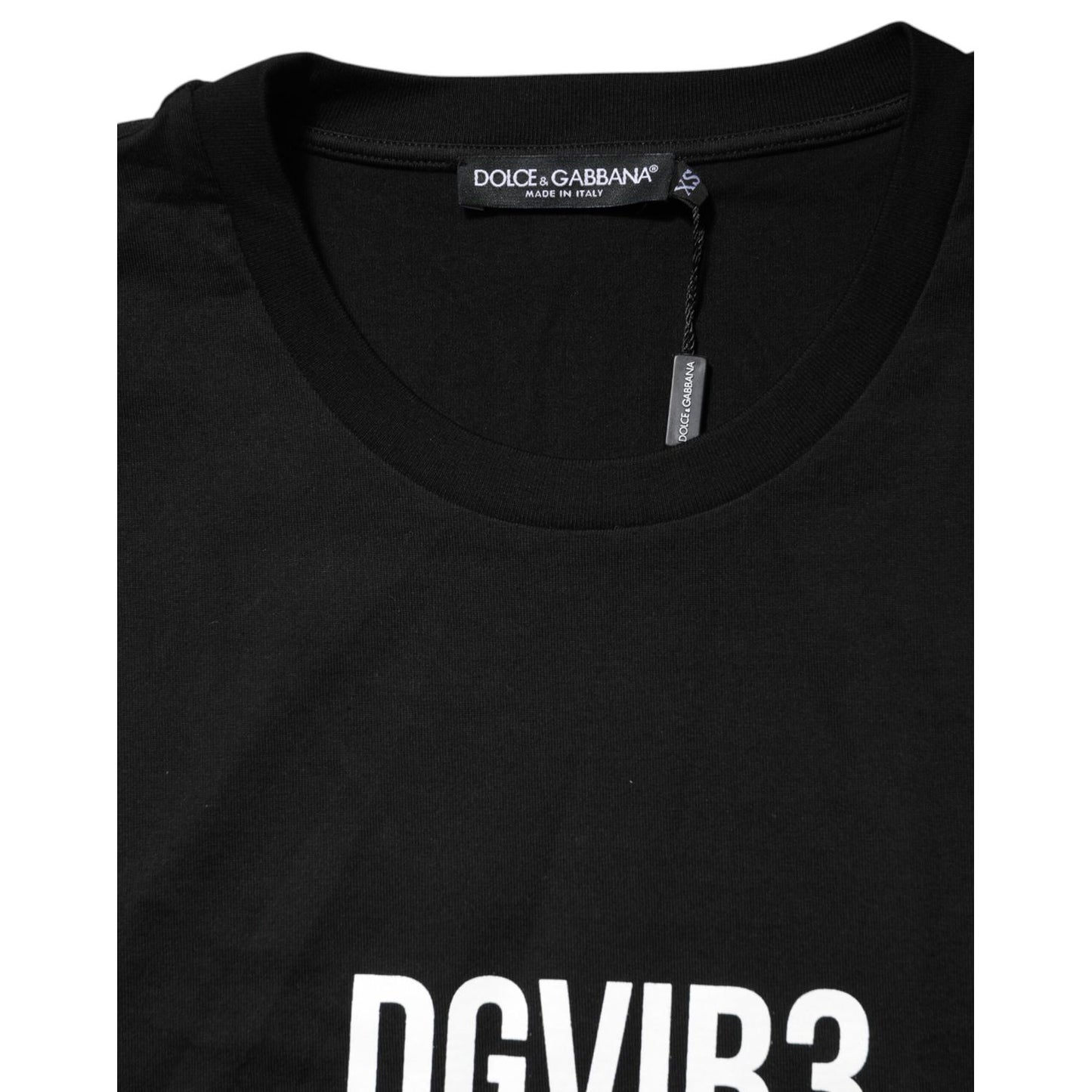 Dolce & Gabbana Black DG Vib3 Print Cotton Crew Neck T-shirt
