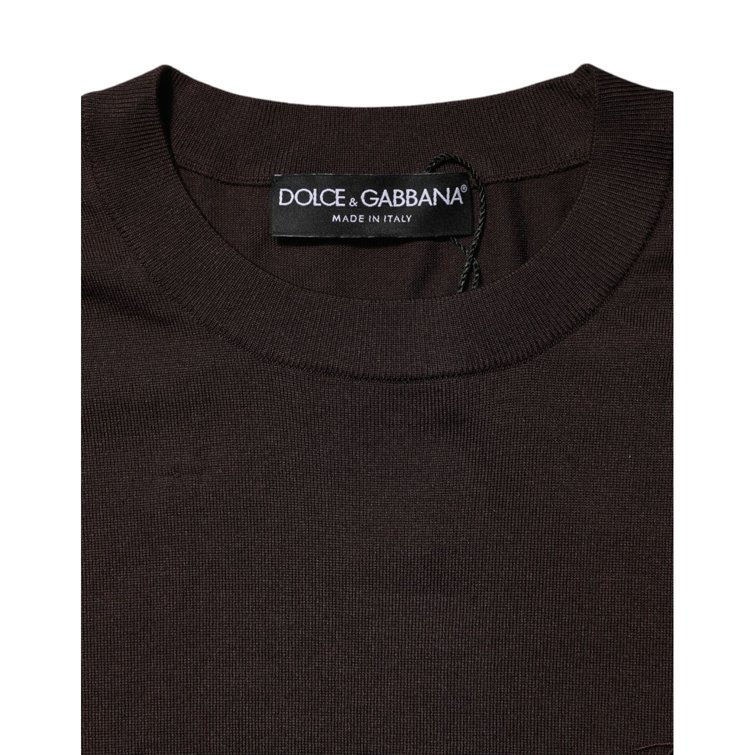 Dolce & Gabbana Brown Silk Crew Neck Short Sleeves T-shirt