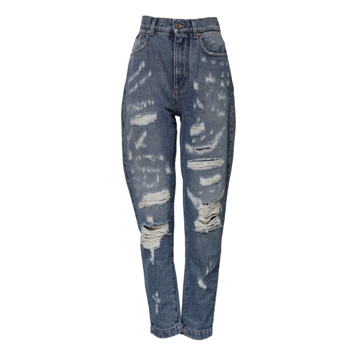 Dolce & Gabbana Blue AMBER Tattered High Waist Denim Jeans