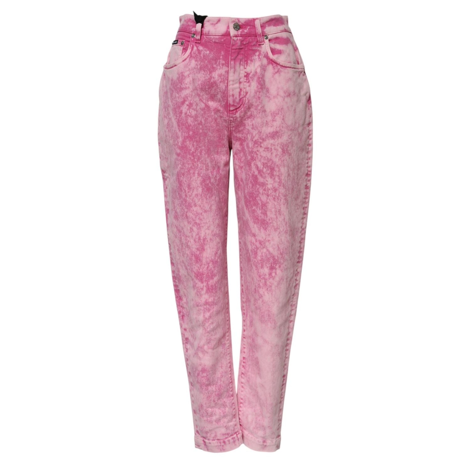 Dolce & Gabbana Pink Tie Dye High Waist Tapered Denim Jeans