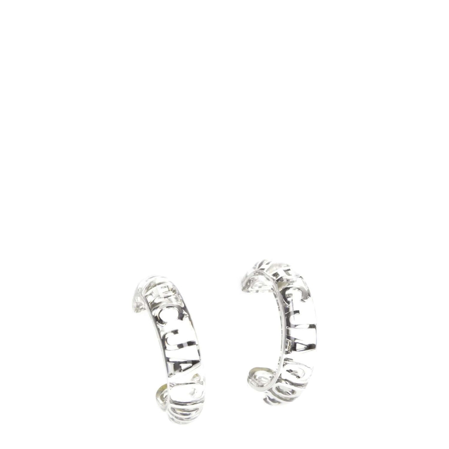 Marc Jacobs Transparent Plastic Earrings with silver color and logo, casual style, brass with clips closure, MPN J207M01PF22979.