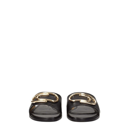 Off-White Black Leather Slippers