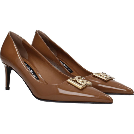 Dolce & Gabbana Brown Leather High Heel Pumps DO-8547428499721-EU37/US7