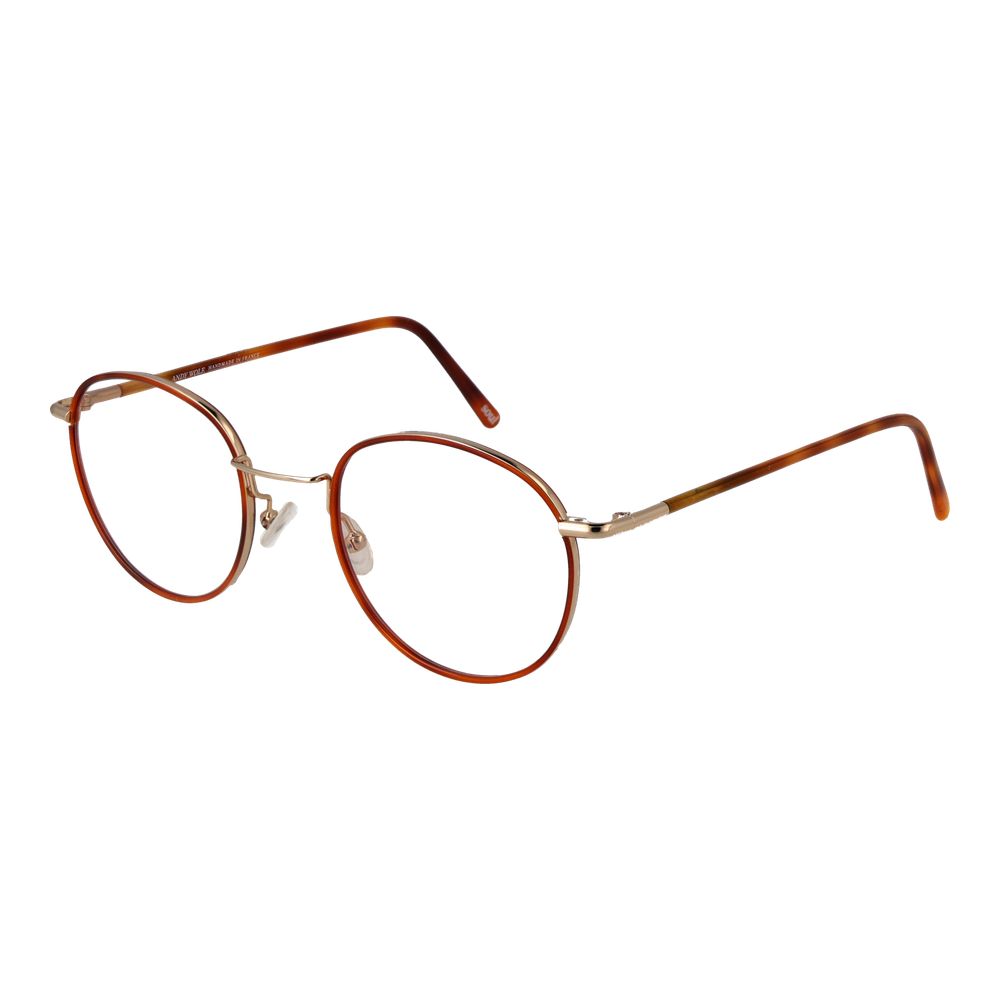Andy Wolf Orange Unisex Glasses Frame with metal full-rim orange design, 50mm lenses, and 140mm temples. Includes branded case.