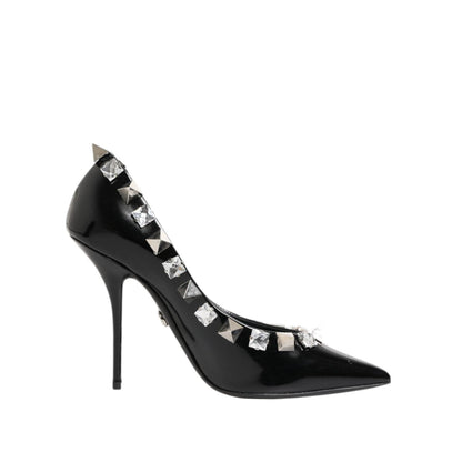 Dolce & Gabbana Black Crystals Studs Stiletto Pumps Shoes