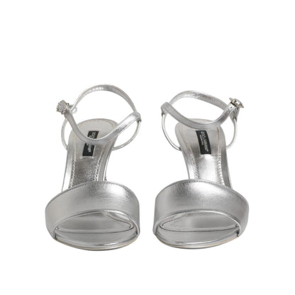 Dolce & Gabbana Silver KEIRA Heels Ankle Strap Sandals Shoes